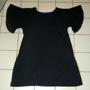 Apt 9 black Vneck sweater dress with pearls on bell sleeves